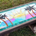 mosaic palm bench garden gifts