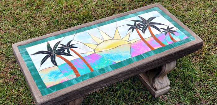 mosaic palm bench garden gifts