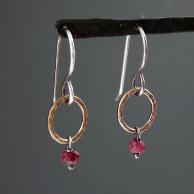ruby sterling copper earrings
