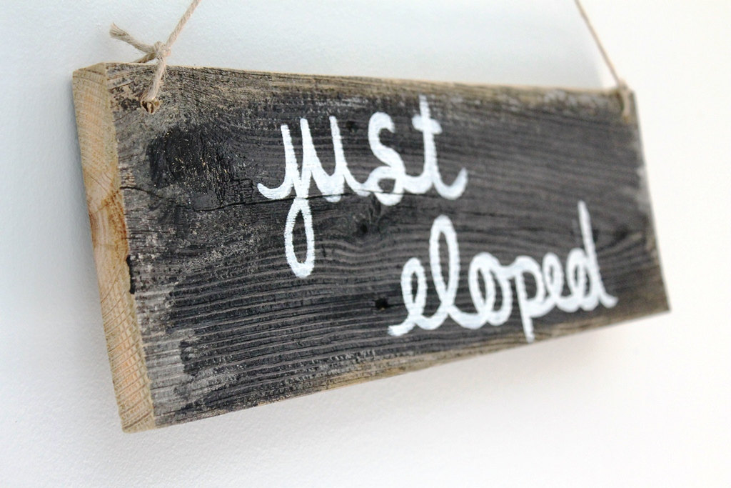 just eloped wood sign 