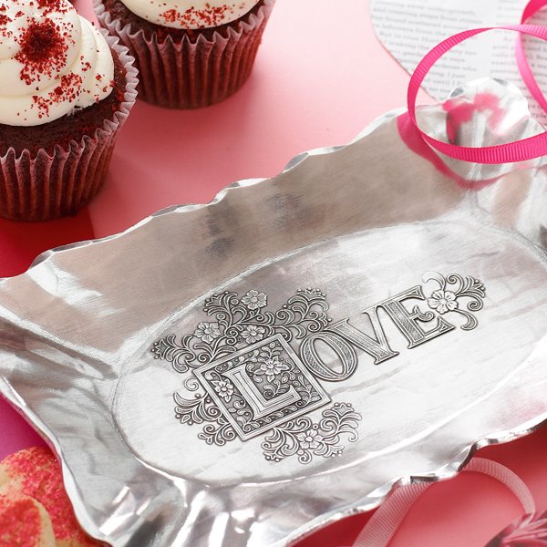 metal love tray valentines day