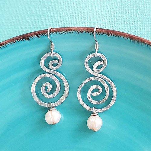 swirl earrings with pearls