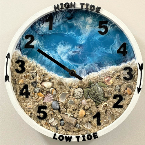 homemade resin and sand tide clock