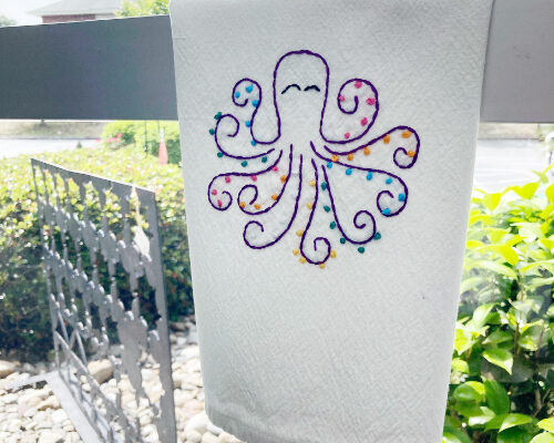 handmade embroidery octopus kitchen towel
