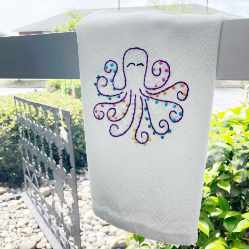 handmade embroidery octopus kitchen towel