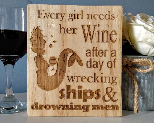 mermaid sign, wooden sign, wine, coastal crafts NC